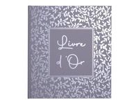 Exacompta - Livre d'or 140 pages tranche argent 21x19 Autentik bleu gris