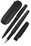 Parure plume/bille Eleganza Pure Black avec étui cuir