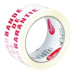 Sign - Ruban adhésif mention "Bande de garantie" - notée en rouge - 66 m x 50 mm - blanc & rouge