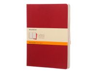 Moleskine Cahier - Journal - reliure cousue - XL - 190 x 250 mm - papier ivoire - ligné - couverture rouge canneberge - carton (pack de 3)