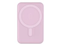 BIGBEN Connected - Banque d'alimentation - magnetic MagSafe wireless, Qi - 5000 mAh - 10 Watt - 2 connecteurs de sortie (USB, 24 pin USB-C) - rose