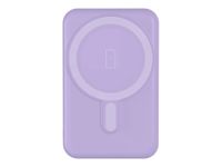 BIGBEN Connected - Banque d'alimentation - magnetic MagSafe wireless, Qi - 5000 mAh - 10 Watt - 2 connecteurs de sortie (USB, 24 pin USB-C) - violet