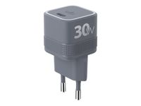 Force Power - Adaptateur alimentation - CA / USB-C - UltraGaN, garantie à vie - 30 Watt - QC 4.0 - gris