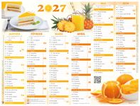 Oberthur - Calendrier cuisine - visualisation de 6 mois - 265 x 210 mm - daté