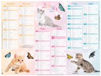 Oberthur C- Calendrier Chatons - 6 mois par page - 430 x 335 mm - daté