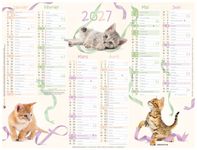 Oberthur C- Calendrier Chatons - 6 mois par page - 420 x 320 mm - daté