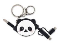 LEGAMI Charge 'N Roll - Câble USB - 24 pin USB-C (M) with detachable USB-C to USB-A adapter pour 24 pin USB-C, Lightning, Micro-USB de type B (M) - 2 A - 1 m - 3 en 1, rétractable - panda