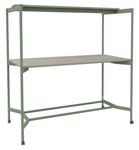 Table Coworking ELKI - L180 - plateau imitation chene gris - pied vert sauge