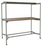 Table Coworking ELKI - L180 - plateau imitation noyer - pied vert sauge