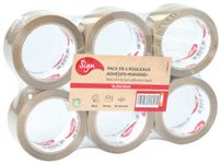 Lot de 6 rouleaux adhésif pour emballage - polypropylène havane - 66m x 48mm
