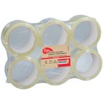Lot de 6 rouleaux adhésif pour emballage - polypropylène transparent - 66m x 48mm