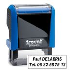 Tampon personnalisé avec 2 lignes - zone d'impression 26 x 9 mm - Trodat Printy 4910 bleu