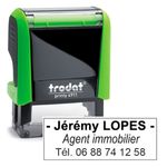 Tampon personnalisé avec 3 lignes - zone d'impression 38 x 14 mm - Trodat Printy 4911 vert