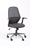 Fauteuil de bureau TIME - accoudoirs fixes pied acier - assises gris foncé