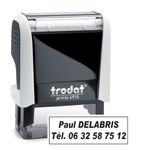 Tampon personnalisé avec 2 lignes - zone d'impression 26 x 9 mm - Trodat Printy 4910 blanc