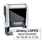 Tampon personnalisé avec 3 lignes - zone d'impression 38 x 14 mm - Trodat Printy 4911 blanc