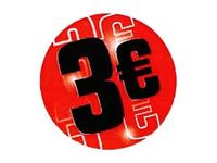 Logistipack - Boîte de 500 étiquettes de signalisation autocollantes -  35 mm (diamètre) - 3 euros - rouge