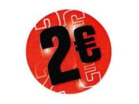 Logistipack - Boîte de 500 étiquettes de signalisation  autocollantes - 35 mm (diamètre) - 2 euros - rouge