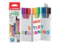 STABILO Pen 68 - Rotulador de punta de fibra - colores surtidos - tinta al agua - 1 mm - medio (paquete de 18)