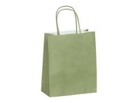 50 Sacs cadeau kraft - poignées torsadées - 23 cm x 12 cm x 30 cm - vert amande