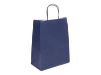 50 Sacs cadeau kraft - poignées torsadées - 23 cm x 12 cm x 30 cm - bleu marine