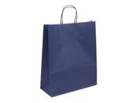 50 Sacs cadeau kraft - poignées torsadées - 35 cm x 14 cm x 41 cm - bleu marine