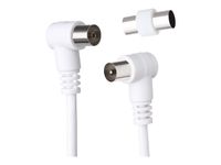 Force Power Lite - Câble d'antenne - IEC connector (9.52mm) mâle incliné pour IEC connector (9.52mm) femelle incliné - 2 m - blanc
