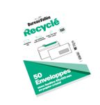 Bureau Vallée Recyclé - 50 Enveloppes - C5 162x229 - 80 g/m² - blanc - fenêtre 45x100 - bande adhésive