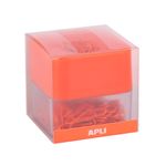 APLI 19926 - Distributeur de trombones magnétique orange avec 100 trombones orange, collection Neon 