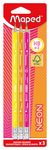 Maped - Neon - Blister de 3 crayons graphite HB - embout gomme