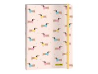 ONLINE - Carnet à puce - A5 - 72 feuilles / 144 pages - pointillé - dachshund - rose - carton plat