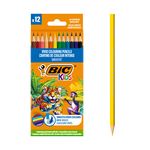 BIC Kids Crayons de Couleur Fabriqués avec 100% de bois sourcé de manière responsable - Couleurs assorties, Etui  de 12