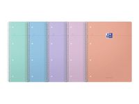 Oxford Smart Pastel - Cahier de notes - reliure à spirale - A4 Plus (210 x 297 mm) - 80 feuilles / 160 pages - petits carreaux - carton
