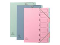 Exacompta - Trieur Harmonika Recyclé avec Élastiques - 7 Compartiments - Autentik - Couleurs Assorties