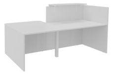 Banque d'accueil OLA - Ensemble composé d'un module haut + un module PMR et d'une tablette blanc perle - L242,5 cm - blanc perle