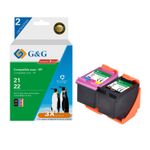 Cartouche remanufacturée HP 21/22 - Pack de 2 - noir, cyan, magenta, jaune - G&G