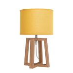 Lampe de Bureau BEKER - bois et tissu moutarde