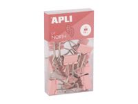 APLI Up North - Pince double clip - métal - rose - pack de 15