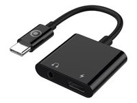 BIGBEN Connected - USB-C vers jack de casque / adaptateur de charge - 24 pin USB-C mâle pour 24 pin USB-C, jack mini femelle - 12 cm - noir - alimentation USB-C (60 W)