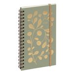 Agenda de poche Végétal Espace 16S spiralé - 1 semaine sur 2 pages -  9 x 16 cm - Vert/Or - Exacompta