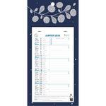 Calendrier mensuel avec feuillets détachables 15,5 x 28,5 cm sur support plaque imprimée Végétal 19 x 41 cm - Bleu - Exacompta