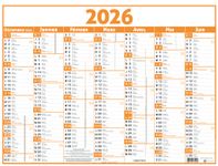 Calendrier Classique - 7 mois par face - 210 x 265 mm - orange - Oberthur