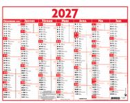 Calendrier Classique - 7 mois par face - 320 x 420 mm - rouge - Oberthur