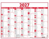 Calendrier Classique - 7 mois par face - 320 x 420 mm - rouge - Oberthur