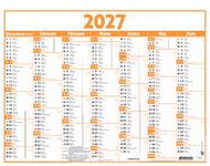 Calendrier Classique - 7 mois par face - 430 x 550 mm - orange - Oberthur
