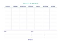 Planificateur semainier non daté – format 29,7 x 21 cm – NOUVEAU – Brepols