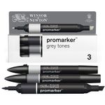 WINSOR & NEWTON - ProMarker tons gris - marqueur double pointe - noir gris clair 4 gris clair 1 - encre à base de colorant d'alcool - large / petit