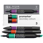WINSOR & NEWTON - ProMarker couleurs secondaires - marqueur double pointe - vert orange pourpre - encre à base de colorant d'alcool - large / petit