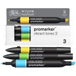 WINSOR & NEWTON - ProMarker tons vif 2 - marqueur double pointe - bleu ciel vert vif tournesol - encre à base de colorant d'alcool - large / petit