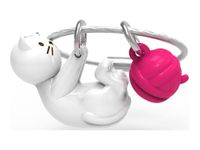Metalmorphose - Porte-clés - chat blanc et sa pelote de laine
